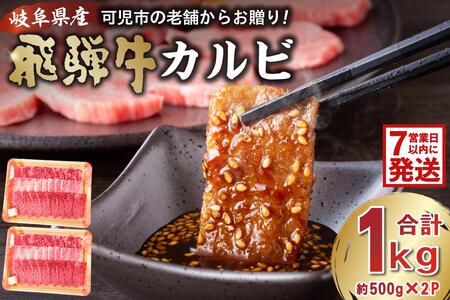【7営業日以内発送】飛騨牛カルビ1kg（500g×2）【0016-055】岐阜県 可児市 焼肉 BBQ ﾊﾞｰﾍﾞｷｭｰ 肉 牛肉 和牛 ﾌﾞﾗﾝﾄﾞ牛 黒毛和牛 国産 赤身 脂身 霜降り やわらか 旨味 甘み ｺｸ ｶﾙﾋﾞ丼 冷凍