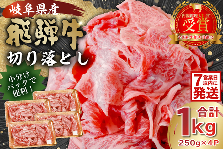 飛騨牛切り落とし1kg（250g×4） 【0016-019-1w】