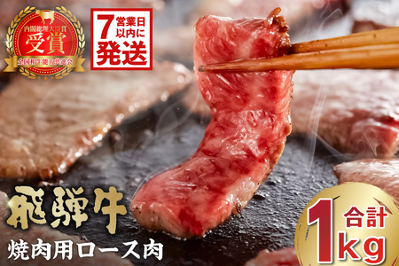 [7営業日以内発送]飛騨牛 焼肉用ロース1kg(500g×2)[0016-053]岐阜県 可児市 お肉 肉 牛肉 ロース 和牛 ブランド ブランド牛 国産 岐阜県産 冷凍 お取り寄せ グルメ