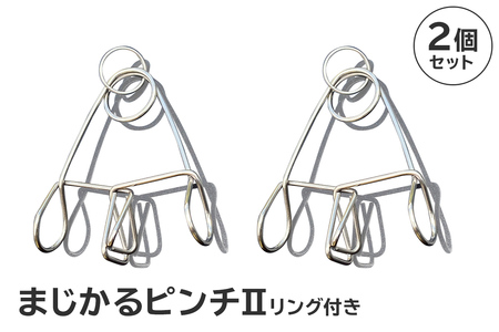 「まじかるピンチⅡ」リング付き2個セット[0007-019]日用品 洗濯バサミ 洗濯 家事 便利 シンプル ステンレス