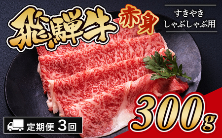 [3ヵ月定期便]飛騨牛赤身すきやき・しゃぶしゃぶ用 300g|牛肉 和牛 国産 瑞穂市 岐阜県 ※離島への配送不可