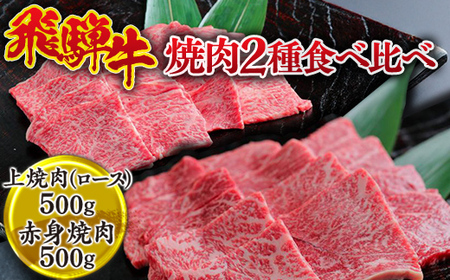 飛騨牛 焼肉2種食べ比べ (上焼肉(ロース)500g、赤身焼肉500g) ※離島への配送不可