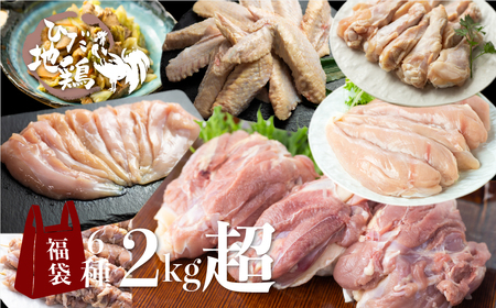 福袋 飛騨地鶏三昧 地鶏 モモ肉 手羽先 手羽元 ささみ 串焼き 合計2kg超 鶏肉 飛騨[B0256rex]