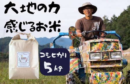 [令和6年産]コシヒカリ 5kg 白米 無農薬栽培 無化学肥料栽培 サノライス [Q2272x_24]