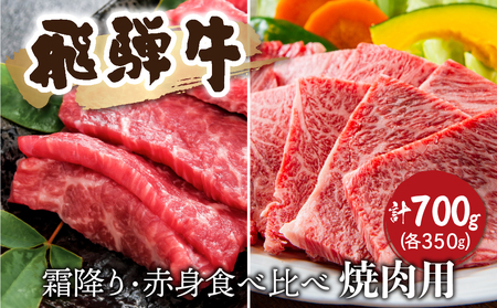 飛騨牛 霜降り・赤身 焼肉 各350g(計700g) 牛肉 和牛 バラ モモカタ 食べ比べ 贈り物 ギフト 飛騨市[Q2523]