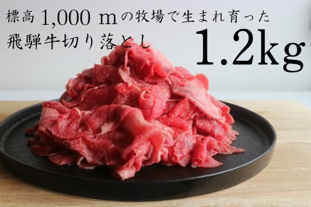 標高1,000ｍの牧場で生まれ育った飛騨牛切落し1.2kg［C0015］