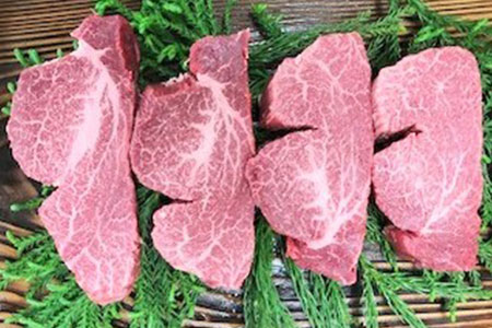 飛騨牛最高級5等級ヒレ肉のステーキ(テート)4枚で640gをお届けいたします。[K0005]