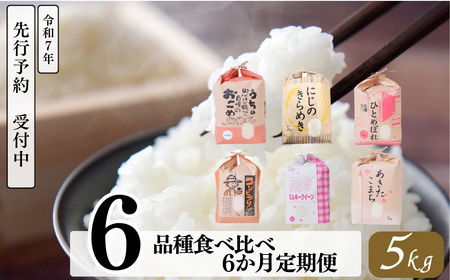 [ 令和7年産 ]6品種 食べ比べ定期便 5kg ×6回 6か月 計 30kg 米 こめ ごはん 白米 岐阜県産 本巣市 お米 精米 おにぎり 弁当 やわらかい もちもち 旨味 甘い 和食 寿司 アグリード 先行予約 2025年9月下旬頃〜発送開始