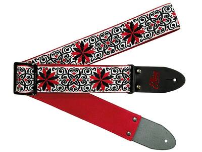 [ギターストラップ] Elara Straps Zinnia Elegans White/Red ギター ベース アコースティックギター アコギ エレキギター エレキ ギターストラップ ベースストラップ エララストラップ
