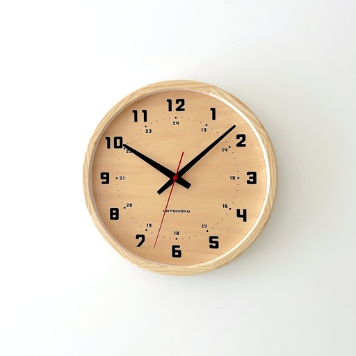 KATOMOKU muku clock 8 ≪km-81NA≫木製掛け時計(ナチュラル/スイープムーブメント(連続秒針))[R7468]