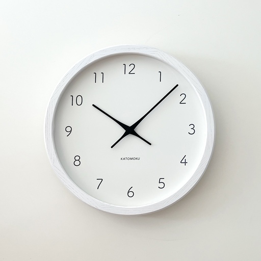 KATOMOKU muku clock 7 ≪km-60WH≫木製掛け時計(ホワイト/スイープムーブメント(連続秒針))[B-25-WH-1]