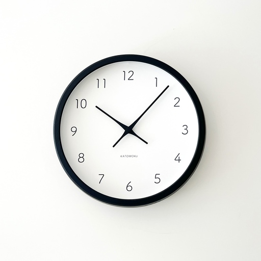 KATOMOKU muku clock 7 ≪km-60BK≫木製掛け時計(ブラック/スイープムーブメント(連続秒針))[B25-BK-1]