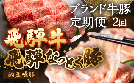 [定期便2回] 飛騨牛&納豆喰豚 お楽しみ定期便(しゃぶしゃぶ用、焼肉用)天狗 なっとく豚 飛騨牛 牛 牛肉 焼き肉 しゃぶしゃぶ 食べ比べ 2カ月 定期下呂温泉 おすすめ 豚肉 なっとくとん ブランド豚 国産 ギフト 20000円 2万円 岐阜県 下呂市[11-S]