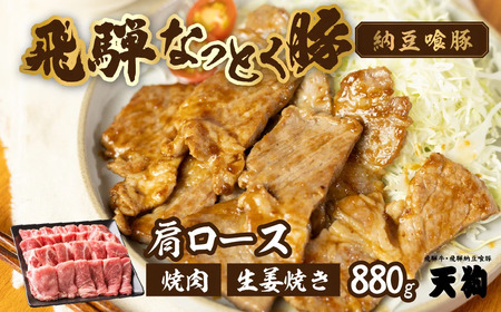 [2月配送]飛騨納豆喰豚肩ロース焼肉・生姜焼き用 880g [冷凍] 豚肉 しょうが焼き なっとく豚 豚 ブランド豚 天狗 こだわり 焼き肉 天狗 下呂市 なっとくとん 2月発送 2月[11-6[2]]