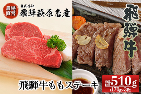 [2025年10月発送]飛騨牛ももステーキ 170g×3枚 牛肉 国産 ブランド牛 赤身 モモ ステーキ 高級 牛 飛騨牛 飛騨萩原畜産[冷凍][22-6(10)]
