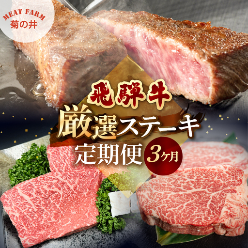 【定期便 3回】飛騨牛厳選ステーキ3ヶ月定期便 【70-E】