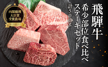 飛騨牛 希少部位食 5種 食べ比べステーキセット(各100g)計500g (サーロイン・ヒレ・ランプ・イチボ・トモサンカク)[22-51]