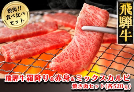 飛騨牛本日の霜降り・赤身・ミックスカルビ焼肉セット 各520g 牛肉 国産 ブランド牛[11-36][冷凍]飛騨牛 食べ比べ 飛騨牛 食べ比べ 牛