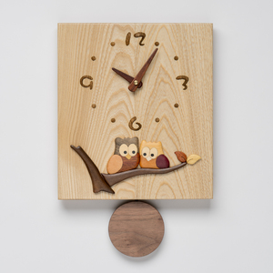 [工房ペッカー]B1-2 寄木振り子時計(ふくろうNo.1)