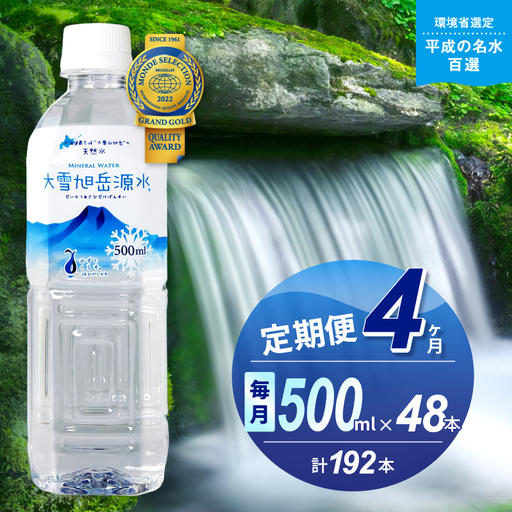 【4ヵ月定期便】大雪旭岳源水（500ml×48本）