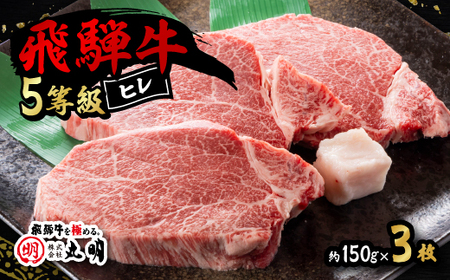 飛騨牛5等級 ヒレ 約150g×3枚[配送不可地域:離島・北海道・沖縄県]