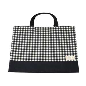 日本製 人気レッスンバッグ ブラック×ギンガムチェック