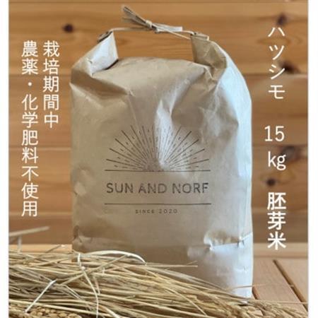 【令和7年産】初霜(源種)胚芽米15kg　(栽培期間中農薬・化学肥料不使用)【1721481】