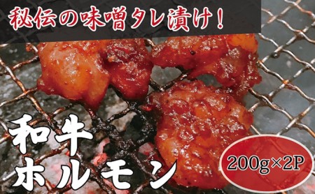 [高木精肉店手作り]秘伝の味噌タレ漬け和牛ホルモン200g×2P
