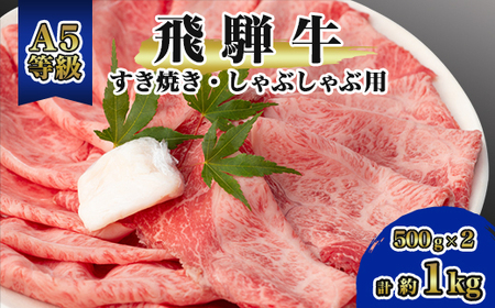 飛騨牛A5等級　モモ・カタ肉スライス　約1kg(500g×2)　すき焼き・しゃぶしゃぶ用　黒毛和牛【配送不可地域：離島】【1125925】