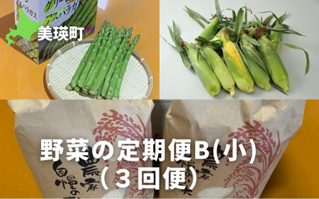 [先行予約]野菜 定期便 B[小]3回便[令和8年産]セット 詰め合わせ サスケの家 グリーンアスパラ1kg(L~2L)、スイートコーン8本(1品種)、米(ななつぼし)5kg[041-11]