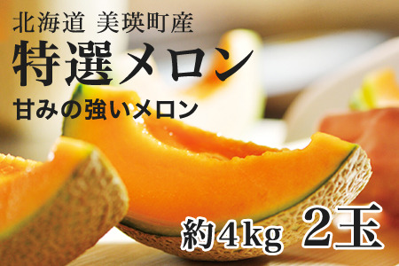 ≪令和7年産予約受付!≫特選 メロン 2玉(約4kg) 美瑛選果 | 赤肉 メロン メロン メロン メロン メロン 赤肉 メロン [020-84]
