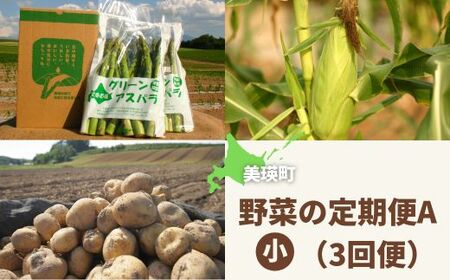 [令和7年産予約受付!]黒木農場 野菜の定期便A[小](3回便)グリーンアスパラ(M〜2Lサイズ)1kg、ほしつぶコーン6本&雪の妖精6本、じゃがいも3種セット(男爵、キタアカリ(M〜2L混)、インカのめざめ(S以上混))各3kg[040-23]