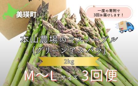 [2026年産先行予約]北海道 美瑛町幻のアスパラ 本山農場のラスノーブル(グリーンアスパラ)M〜Lサイズ 2kg ≪3回便≫ | アスパラ アスパラ [060-36]