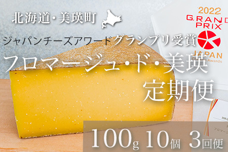 チーズ グランプリ受賞 定期便 100g×10個 3ヶ月  北海道チーズ 本格的ハードチーズ   [135-01]