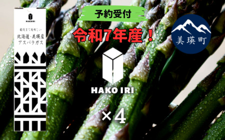 令和６年産！ 幻のアスパラ ラスノーブルHAKOIRI「畑発・冷蔵庫のドアポケット行」×4箱　墫乃字[032-07] 　