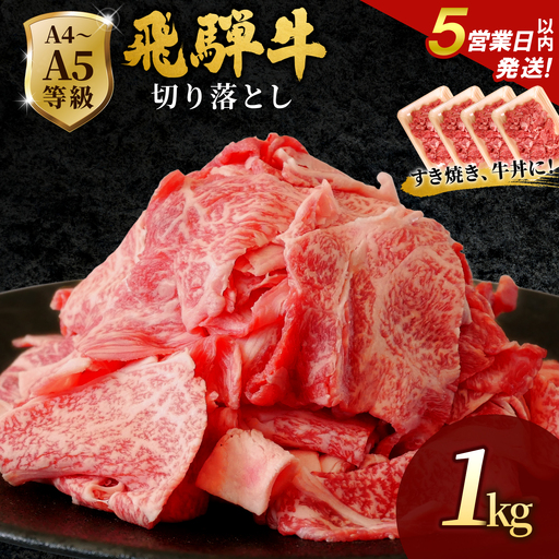 【5営業日以内発送】飛騨牛 切り落とし 1kg(250g×4p) すき焼き 牛丼 炒め物 大容量 肉のひぐち