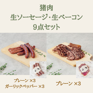 猪生ソーセージ&猪生ベーコン 9点詰め合わせ[冷凍]猪肉 ジビエ 加工品