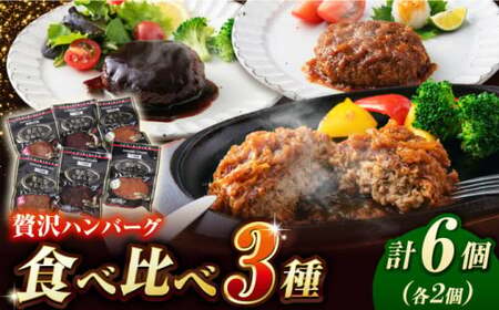 贅沢なやわらかハンバーグ 3種食べ比べ 計6個セット 豚肉 和風 洋風 白川町 / 一力屋[AWAE003]