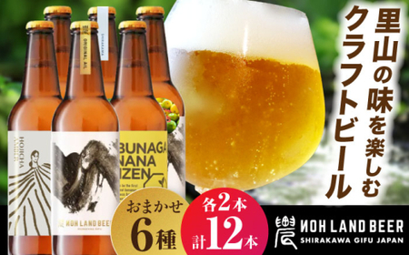 農LAND BEER クラフトビール 6種(各種2本) 計12本 詰め合わせBOX 飲料 お酒 セット 白川町 / Sunpo[AWBC009]