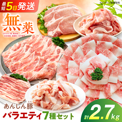 豚肉 バラエティセット 7種 計2.7kg 藤井ファーム[AWAF107]豚肉大容量