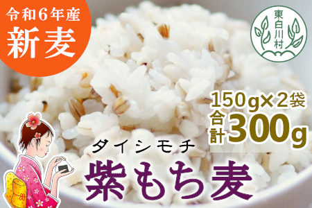 東白川村産 紫もち麦 ダイシモチ 150g×2袋 計300g お米 こめ もち麦 雑穀 精米 ご飯 お取り寄せ