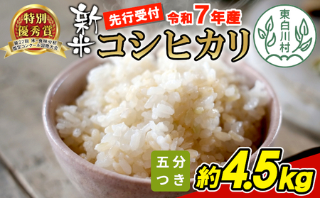 [令和7年産・先行受付]令和7年産 新米 コシヒカリ 五分つき米 約4.5kg 岐阜県 東白川村産