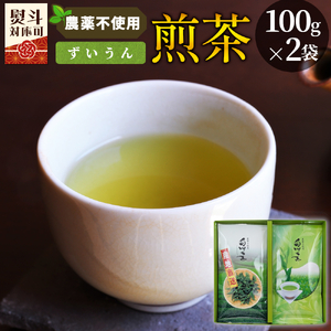 農薬不使用!煎茶 ギフト NO.30 (ずいうん100g×2 計200g) 常磐園 ずいうん 日本茶 緑茶 煎茶 茶葉 お茶 美濃白川茶 農薬不使用栽培茶 春摘み 大容量 岐阜県 東白川村 お取り寄せ 贈答用 プレゼント ギフトセット