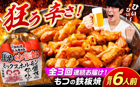 [3回定期便]「元祖みたけとんちゃん」狂辛味噌漬けミックスホルモン 3袋[AVAA067]ホルモン 辛口