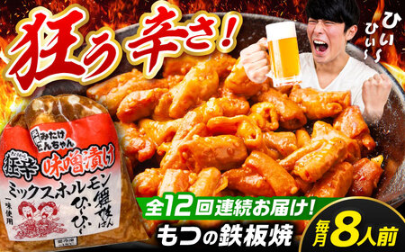 [12回定期便]狂辛味噌漬けミックスホルモン4袋(8人前) [AVAA072]つまみ定期