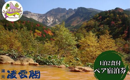 湯元凌雲閣【 1泊2食付 】 ペア 宿泊券 ホテル 旅館 旅行 旅行券 チケット 北海道 上富良野町 十勝岳