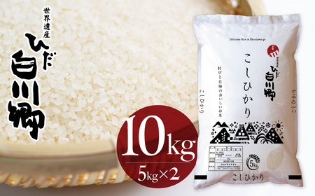 白川郷こしひかり 10kg(5kg×2) 白川村産 コシヒカリ 10キロ 常温 こめ コメ 新生活 応援 こだわりの お米 精米 ごはん ご飯 岐阜県 飛騨 高山米穀 23000円[S696]