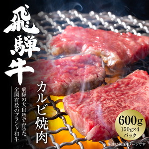 飛騨牛 カルビ焼肉 600g(150g×4パック) 冷凍真空パック | 肉 お肉 焼肉 焼き肉 やきにく 黒毛和牛 和牛 個包装 小分け 人気 おすすめ 牛肉 ギフト お取り寄せ 7日以内お届け[MZ005]