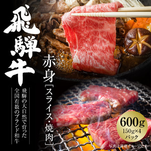 飛騨牛 赤身(スライス・焼肉) 600g(150g×各2パック ) 冷凍真空パック 