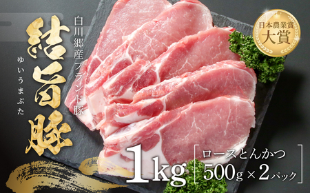 結旨豚 ロース とんかつ 500g×2パック 計1kg 冷凍真空パック | 肉 お肉 豚肉 国産 白川郷 岐阜県 白川村 ブランド豚 人気 おすすめ ギフト 飛騨高山ミート 11000円 [MS007]